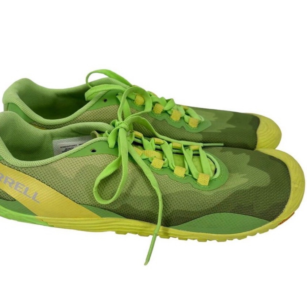 Merrell Vapor Glove 4 Barefoot Sneaker Shoes Green Yellow Camo Women's Size 8